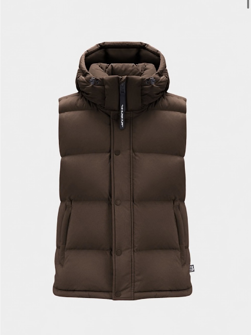 Aritzia Brown Hooded Puffer Vest - Picture 4 of 7
